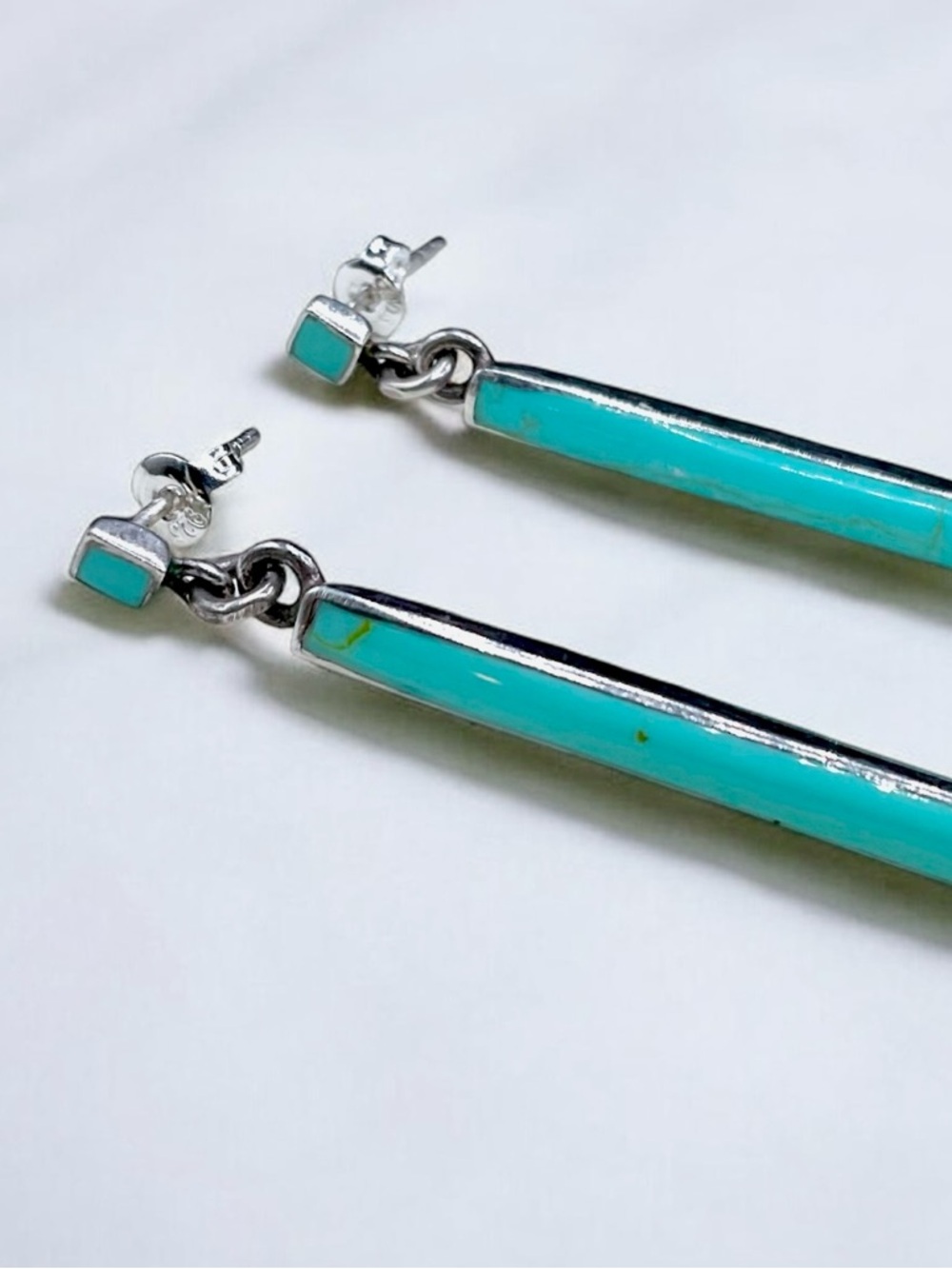 🌺Sterling & Turquoise Matchstick Eartimgs - Picture 3 of 7